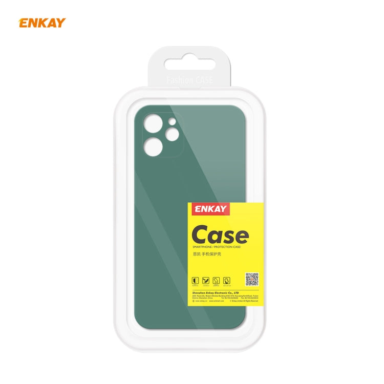 Per iPhone 12 Hat-Prince ENKAY ENK-PC0682 Custodia antiurto in silicone liquido con bordo dritto + 0,26 mm 9H 2,5D Pellicola in vetro temperato con colla completa, For iPhone 12