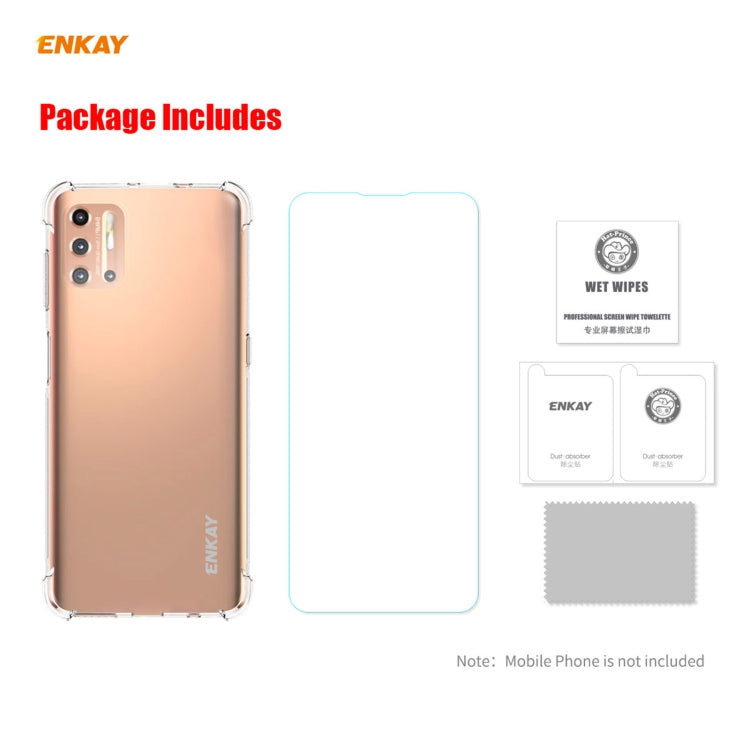 Hat-Prince ENKAY Custodia antiurto in TPU trasparente Custodia morbida antiscivolo + Pellicola protettiva in vetro temperato 0,26 mm 9H 2,5D, For Motorola Moto G9 Plus, For Motorola Moto G9 / G9 Play, For Samsung Galaxy A42 5G, For Samsung Galaxy M31s ...