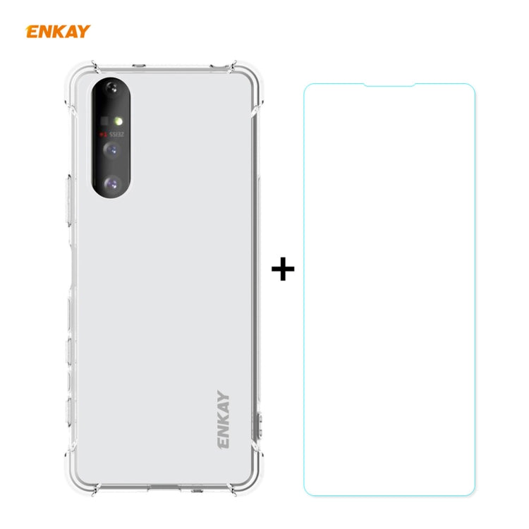 Hat-Prince ENKAY Custodia antiurto in TPU trasparente Custodia morbida antiscivolo + Pellicola protettiva in vetro temperato 0,26 mm 9H 2,5D, For Motorola Moto G9 Plus, For Motorola Moto G9 / G9 Play, For Samsung Galaxy A42 5G, For Samsung Galaxy M31s ...