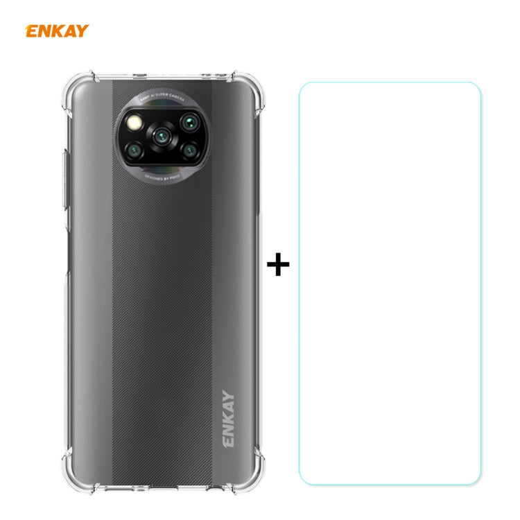 Hat-Prince ENKAY Custodia antiurto in TPU trasparente Custodia morbida antiscivolo + Pellicola protettiva in vetro temperato 0,26 mm 9H 2,5D, For Motorola Moto G9 Plus, For Motorola Moto G9 / G9 Play, For Samsung Galaxy A42 5G, For Samsung Galaxy M31s ...