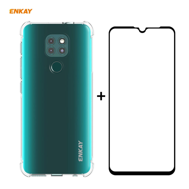 Hat-Prince ENKAY Custodia antiurto in TPU trasparente Custodia morbida antiscivolo + 0,26 mm 9H 2,5D Pellicola protettiva in vetro temperato a copertura totale, For Motorola Moto G9 / G9 Play, For Xiaomi Redmi 9A, For Xiaomi Redmi 9C                   ...