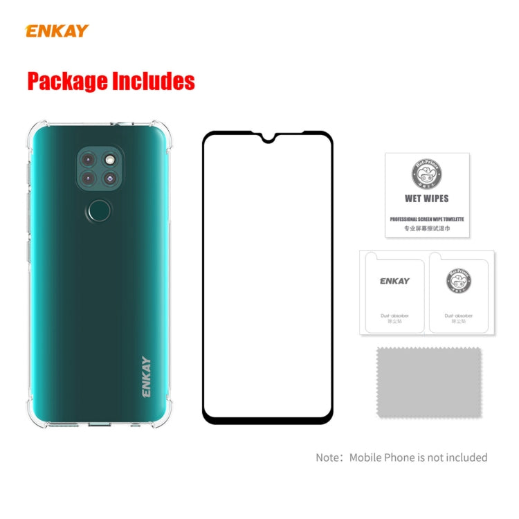 Hat-Prince ENKAY Custodia antiurto in TPU trasparente Custodia morbida antiscivolo + 0,26 mm 9H 2,5D Pellicola protettiva in vetro temperato a copertura totale, For Motorola Moto G9 / G9 Play, For Xiaomi Redmi 9A, For Xiaomi Redmi 9C                   ...
