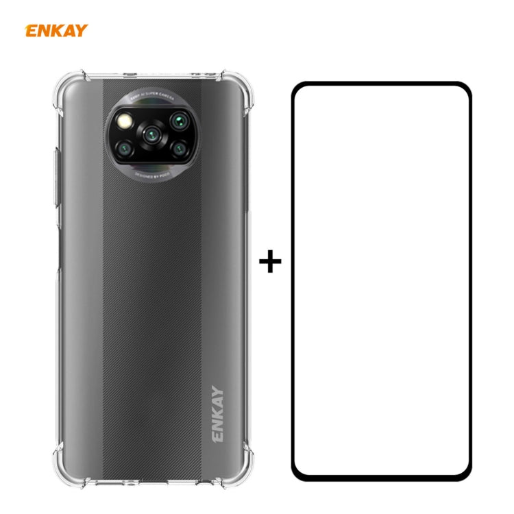 Hat-Prince ENKAY Custodia antiurto in TPU trasparente Custodia morbida antiscivolo + 0,26 mm 9H 2,5D Pellicola protettiva in vetro temperato a copertura totale, For Motorola Moto G9 / G9 Play, For Xiaomi Redmi 9A, For Xiaomi Redmi 9C                   ...