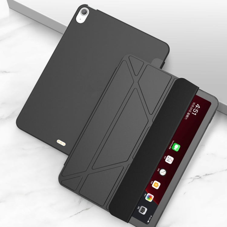 Custodia inferiore in TPU morbido opaco in pelle PU con superficie multi-piegatura con supporto e funzione Sleep / Wake-up per iPad Air (2020) 10.9