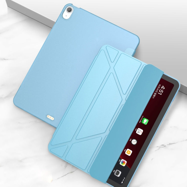 Custodia inferiore in TPU morbido opaco in pelle PU con superficie multi-piegatura con supporto e funzione Sleep / Wake-up per iPad Air (2020) 10.9