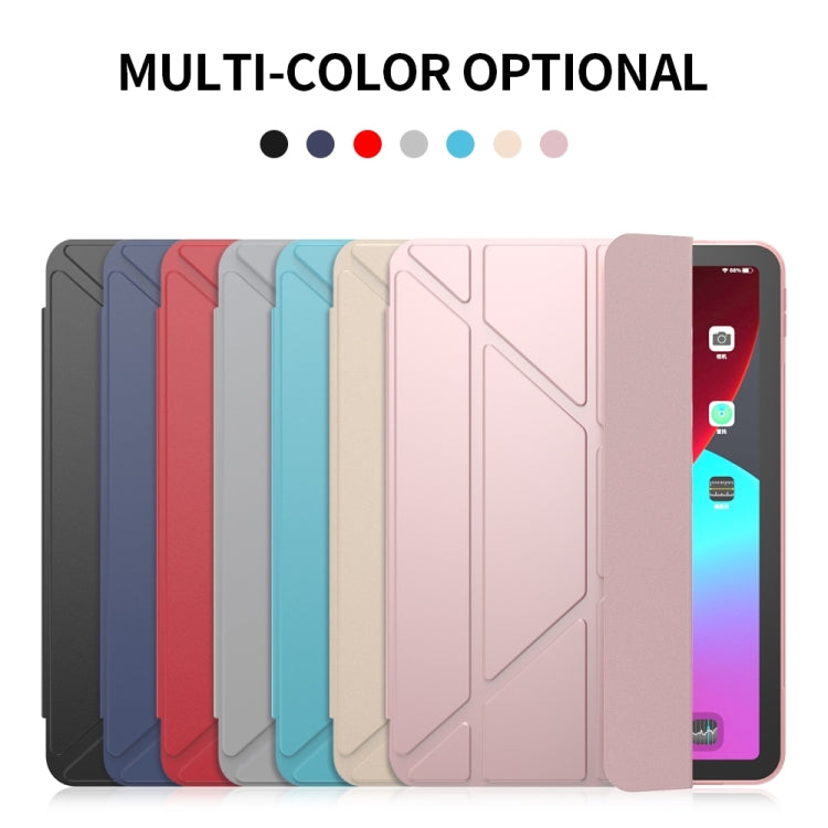 Custodia inferiore in TPU morbido opaco in pelle PU con superficie multi-piegatura con supporto e funzione Sleep / Wake-up per iPad Air (2020) 10.9