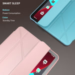 Custodia inferiore in TPU morbido opaco in pelle PU con superficie multi-piegatura con supporto e funzione Sleep / Wake-up per iPad Air (2020) 10.9