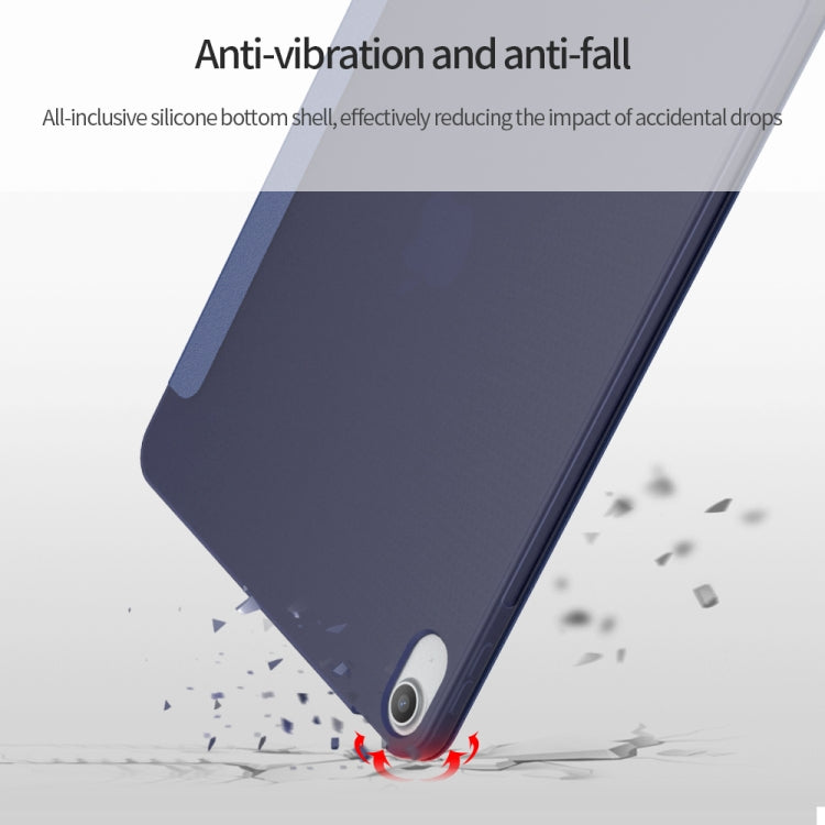 Custodia inferiore in TPU morbido opaco in pelle PU con superficie multi-piegatura con supporto e funzione Sleep / Wake-up per iPad Air (2020) 10.9