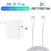 Set di cavi dati a ricarica rapida PD 30 W USB-C/Type-C PD 3.0 da USB-C/Type-C a USB-C/Type-C 3A, lunghezza cavo: 2 m, spina EU, 2m EU Plug