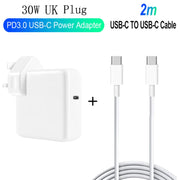 Set di cavi dati a ricarica rapida PD 30 W USB-C/Type-C PD 3.0 da USB-C/Type-C a USB-C/Type-C 3A, lunghezza cavo: 2 m, spina UK, 2m UK Plug