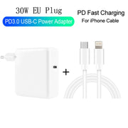 Caricabatterie da viaggio USB-C/Type-C 2 in 1 PD3.0 da 30 W con piedino staccabile + set di cavi dati a ricarica rapida PD3.0 3A USB-C/Type-C a 8 pin, lunghezza cavo: 1 m, spina UE, 1m