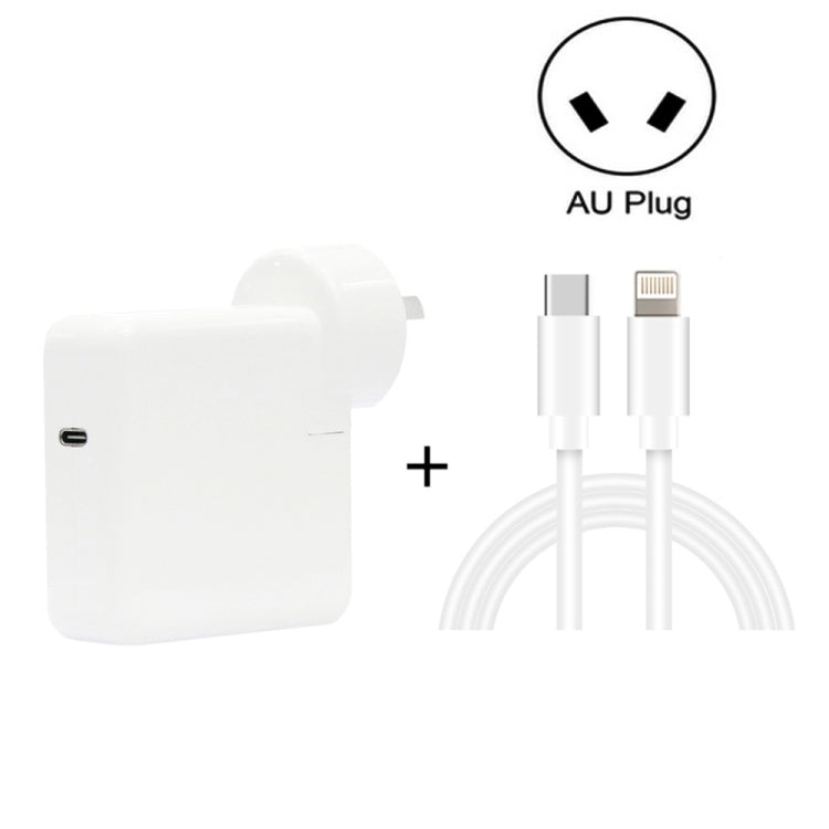 Caricabatterie da viaggio USB-C/Type-C 2 in 1 PD3.0 da 30 W con piedino staccabile + set di cavi dati a ricarica rapida PD3.0 3A USB-C/Type-C a 8 pin, lunghezza cavo: 1 m, spina AU, 1m