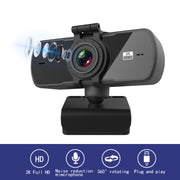 C5 Webcam 2K Full HD con messa a fuoco automatica da 4 milioni di pixel, rotazione a 360°, webcam USB per trasmissione in diretta senza driver, con microfono, C5