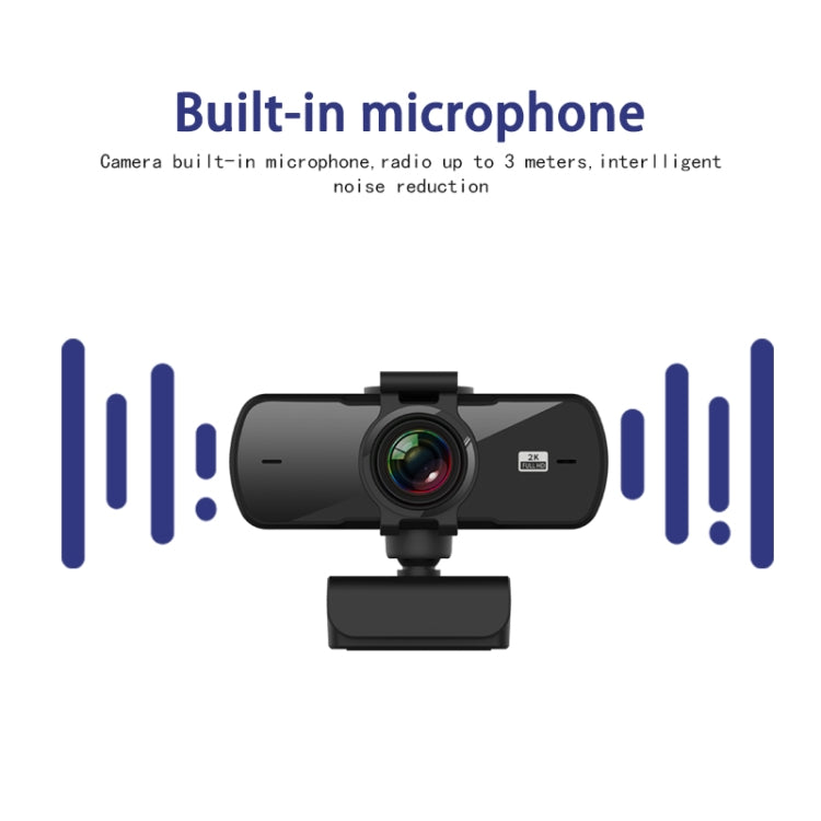 C5 Webcam 2K Full HD con messa a fuoco automatica da 4 milioni di pixel, rotazione a 360°, webcam USB per trasmissione in diretta senza driver, con microfono, C5