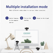 C5 Webcam 2K Full HD con messa a fuoco automatica da 4 milioni di pixel, rotazione a 360°, webcam USB per trasmissione in diretta senza driver, con microfono, C5