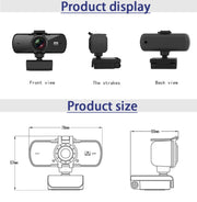 C5 Webcam 2K Full HD con messa a fuoco automatica da 4 milioni di pixel, rotazione a 360°, webcam USB per trasmissione in diretta senza driver, con microfono, C5