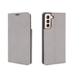 Per Samsung Galaxy S21 Custodia in pelle con ventosa magnetica da lavoro retro-skin con supporto, slot per carte e portafoglio, For Samsung Galaxy S21 5G