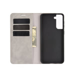 Per Samsung Galaxy S21 Custodia in pelle con ventosa magnetica da lavoro retro-skin con supporto, slot per carte e portafoglio, For Samsung Galaxy S21 5G
