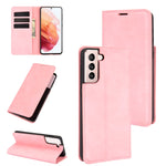 Per Samsung Galaxy S21 Custodia in pelle con ventosa magnetica da lavoro retro-skin con supporto, slot per carte e portafoglio, For Samsung Galaxy S21 5G