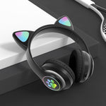 TN-28 3.5mm Bluetooth 5.0 Dual Connection RGB Cat Ear Bass Cuffie stereo con cancellazione del rumore Supporto TF Card con microfono