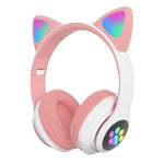 TN-28 3.5mm Bluetooth 5.0 Dual Connection RGB Cat Ear Bass Cuffie stereo con cancellazione del rumore Supporto TF Card con microfono