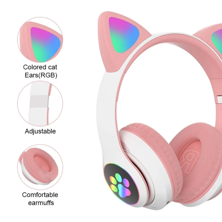 TN-28 3.5mm Bluetooth 5.0 Dual Connection RGB Cat Ear Bass Cuffie stereo con cancellazione del rumore Supporto TF Card con microfono