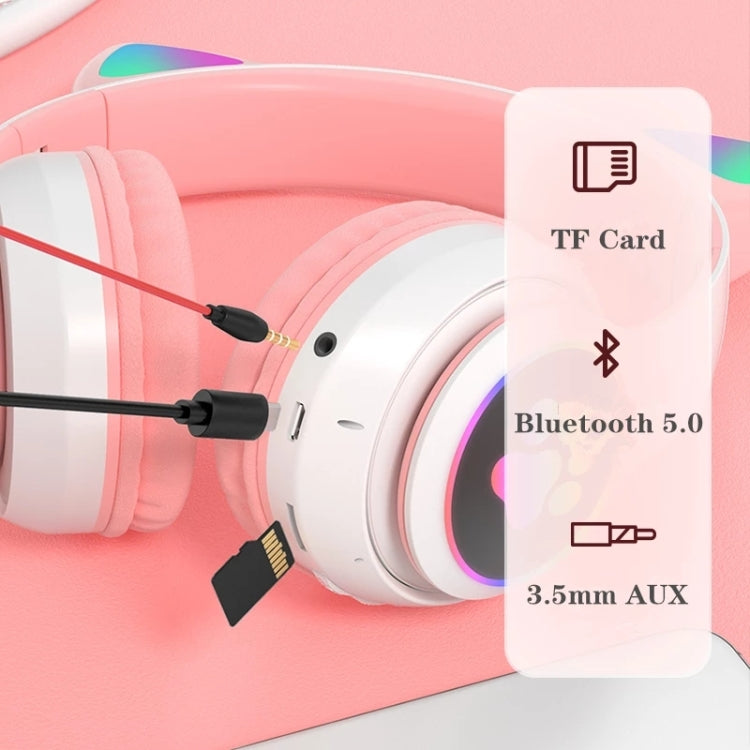 TN-28 3.5mm Bluetooth 5.0 Dual Connection RGB Cat Ear Bass Cuffie stereo con cancellazione del rumore Supporto TF Card con microfono