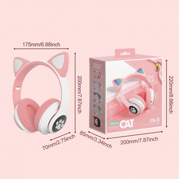 TN-28 3.5mm Bluetooth 5.0 Dual Connection RGB Cat Ear Bass Cuffie stereo con cancellazione del rumore Supporto TF Card con microfono