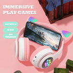TN-28 3.5mm Bluetooth 5.0 Dual Connection RGB Cat Ear Bass Cuffie stereo con cancellazione del rumore Supporto TF Card con microfono