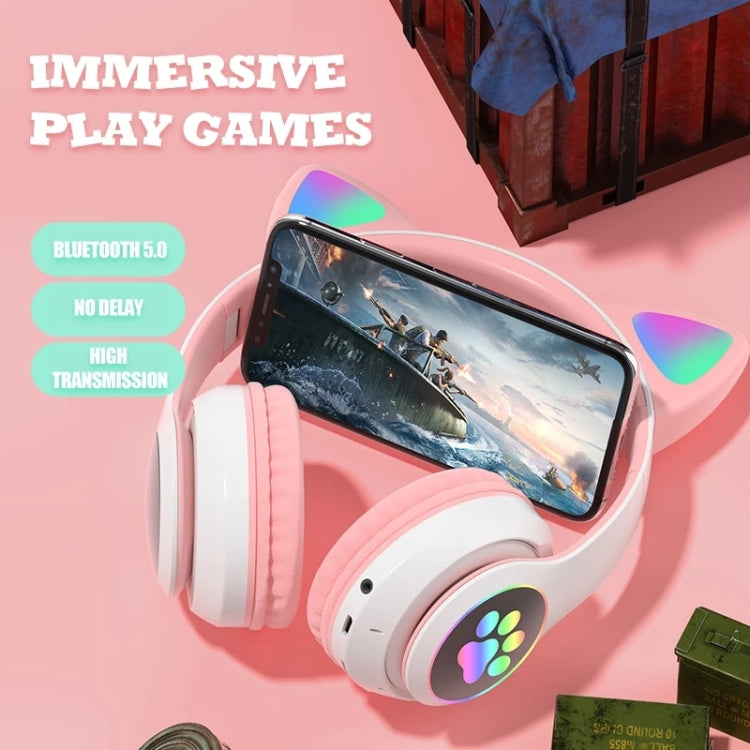 TN-28 3.5mm Bluetooth 5.0 Dual Connection RGB Cat Ear Bass Cuffie stereo con cancellazione del rumore Supporto TF Card con microfono