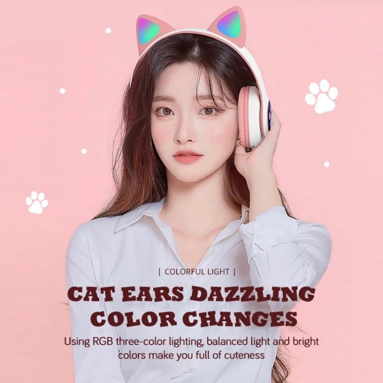 TN-28 3.5mm Bluetooth 5.0 Dual Connection RGB Cat Ear Bass Cuffie stereo con cancellazione del rumore Supporto TF Card con microfono