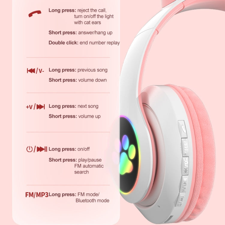 TN-28 3.5mm Bluetooth 5.0 Dual Connection RGB Cat Ear Bass Cuffie stereo con cancellazione del rumore Supporto TF Card con microfono