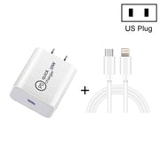 SDC-20W 2 in 1 PD 20W USB-C / Type-C Caricabatterie da viaggio + 3A PD3.0 USB-C / Type-C a 8 pin Set di cavi dati per ricarica rapida, lunghezza cavo: 1 m,, US Plug, EU Plug, UK Plug