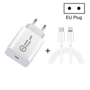 SDC-20W 2 in 1 PD 20W USB-C / Type-C Caricabatterie da viaggio + 3A PD3.0 USB-C / Type-C a 8 pin Set di cavi dati per ricarica rapida, lunghezza cavo: 1 m,, US Plug, EU Plug, UK Plug