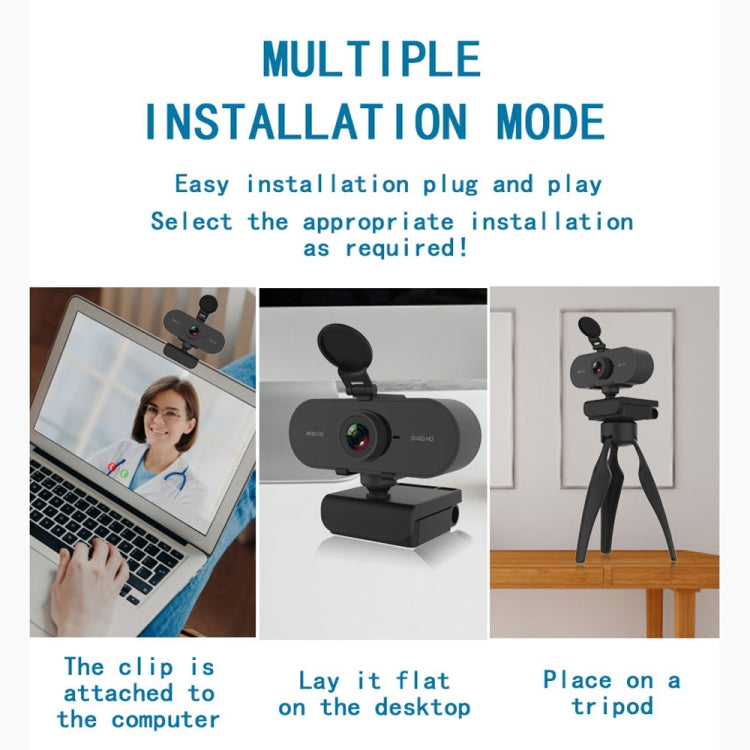 B1 Webcam con rotazione di 360 gradi, risoluzione 2K, HD 1080P, 4 milioni di pixel, con microfono e treppiede