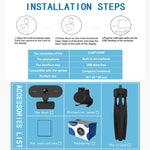 B1 Webcam con rotazione di 360 gradi, risoluzione 2K, HD 1080P, 4 milioni di pixel, con microfono e treppiede