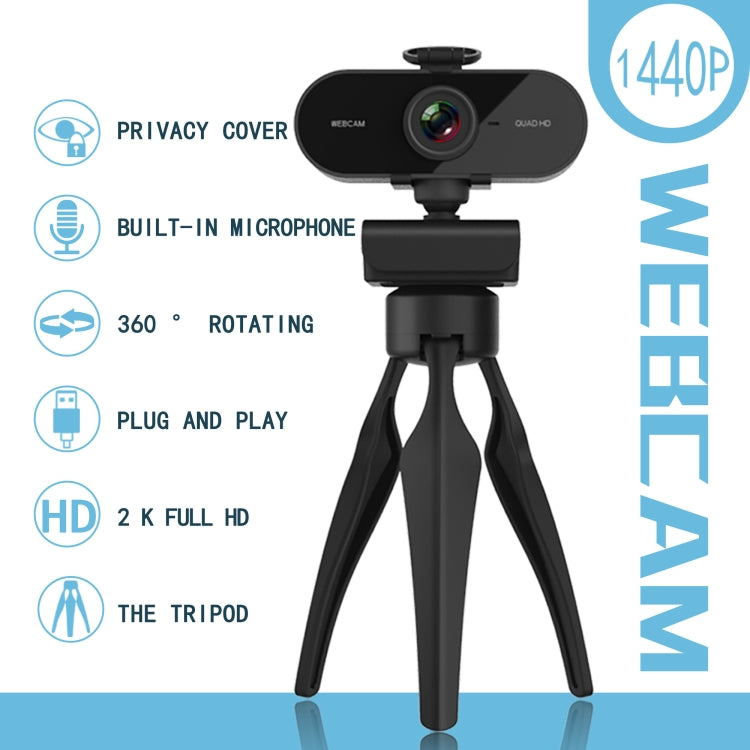 B1 Webcam con rotazione di 360 gradi, risoluzione 2K, HD 1080P, 4 milioni di pixel, con microfono e treppiede