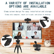 B1 Webcam con rotazione di 360 gradi, risoluzione 2K, HD 1080P, 4 milioni di pixel, con microfono e treppiede