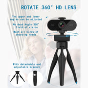 B1 Webcam con rotazione di 360 gradi, risoluzione 2K, HD 1080P, 4 milioni di pixel, con microfono e treppiede