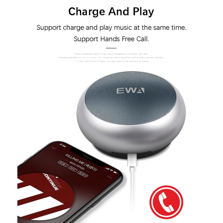 EWA A110 IPX5 Mini altoparlante Bluetooth wireless portatile impermeabile in metallo Supporta audio da 3,5 mm e scheda TF da 32 GB e chiamate