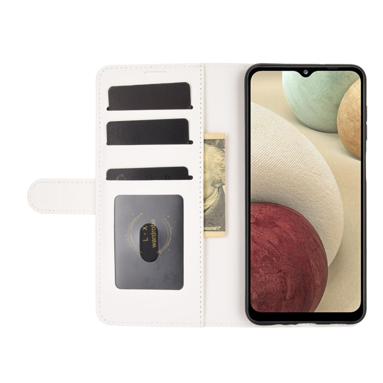 Per Samsung Galaxy A12 R64 Texture Custodia protettiva a vibrazione orizzontale singola con supporto e slot per schede e portafoglio e cornice per foto, For Samsung Galaxy A12