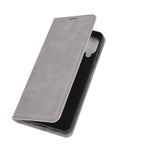 Per Samsung Galaxy A12 Custodia in pelle con ventosa magnetica per affari retro-pelle con supporto, slot per carte e portafoglio, For Galaxy A12