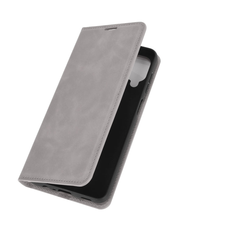 Per Samsung Galaxy A12 Custodia in pelle con ventosa magnetica per affari retro-pelle con supporto, slot per carte e portafoglio, For Galaxy A12
