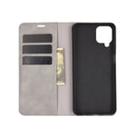 Per Samsung Galaxy A12 Custodia in pelle con ventosa magnetica per affari retro-pelle con supporto, slot per carte e portafoglio, For Galaxy A12