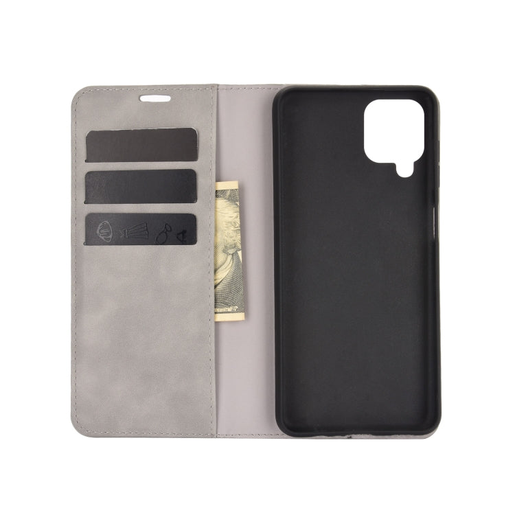 Per Samsung Galaxy A12 Custodia in pelle con ventosa magnetica per affari retro-pelle con supporto, slot per carte e portafoglio, For Galaxy A12