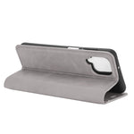 Per Samsung Galaxy A12 Custodia in pelle con ventosa magnetica per affari retro-pelle con supporto, slot per carte e portafoglio, For Galaxy A12