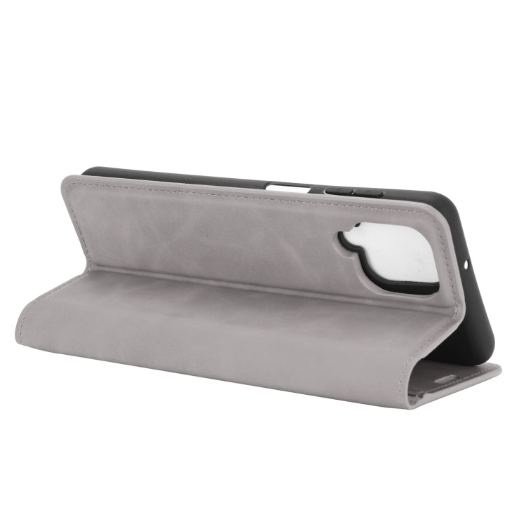 Per Samsung Galaxy A12 Custodia in pelle con ventosa magnetica per affari retro-pelle con supporto, slot per carte e portafoglio, For Galaxy A12