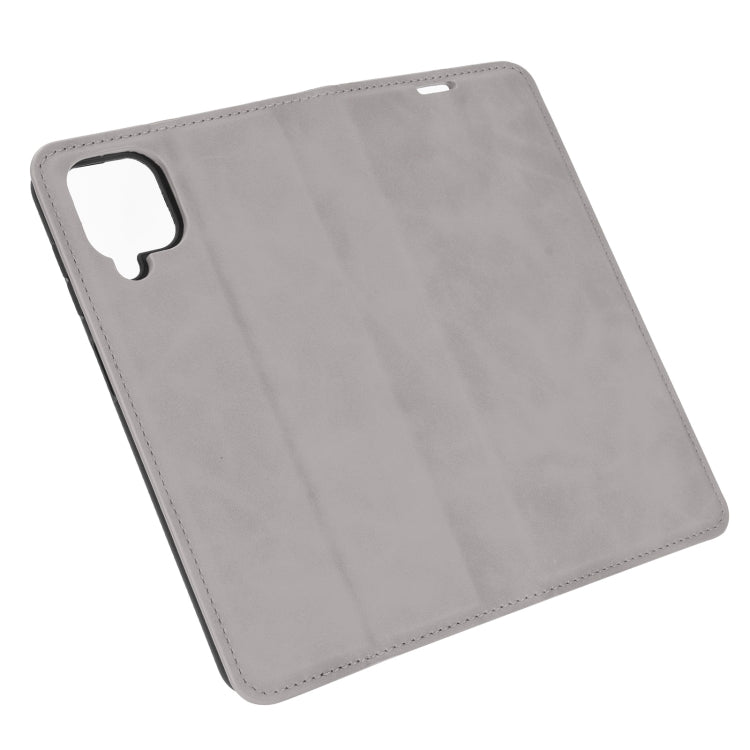 Per Samsung Galaxy A12 Custodia in pelle con ventosa magnetica per affari retro-pelle con supporto, slot per carte e portafoglio, For Galaxy A12