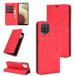 Per Samsung Galaxy A12 Custodia in pelle con ventosa magnetica per affari retro-pelle con supporto, slot per carte e portafoglio, For Galaxy A12