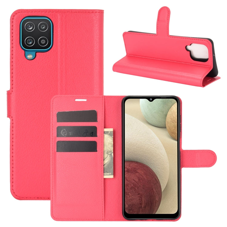 Per Samsung Galaxy A12 Litchi Texture Custodia protettiva a vibrazione orizzontale con supporto, slot per schede e portafoglio, For Galaxy A12